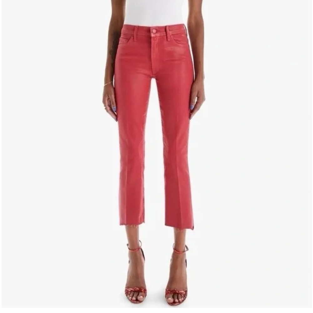 MOTHER The Hustler Ankle Fray Never A Dull Moment New Years Red Jeans
